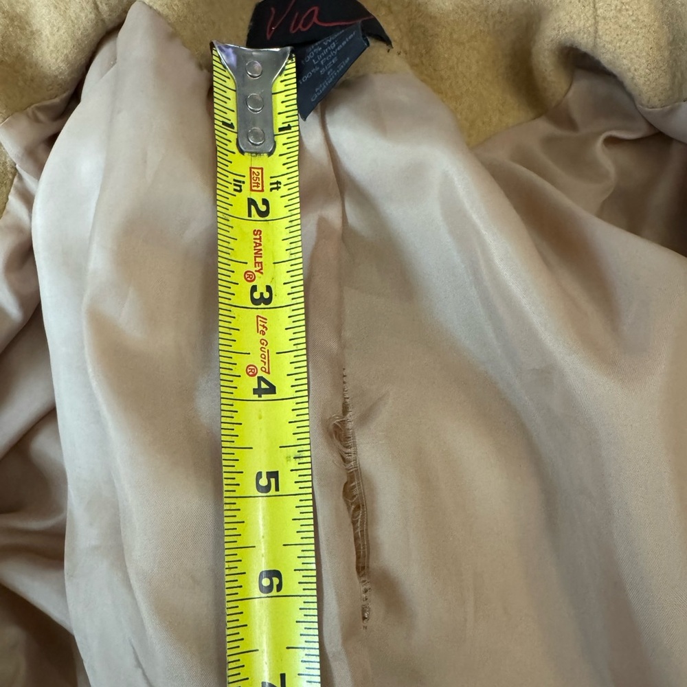 100% Wool Tan Double-Breasted Women's Coat Siz 6 - Picture 10 of 12